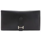 Hermes Bearn Souffle Veau Epsom Black Silver Wallet