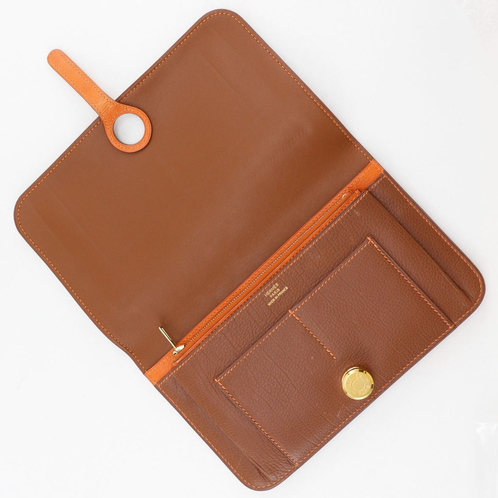 Hermes Dogon GM Bicolor Togo Brown Wallet — view 5