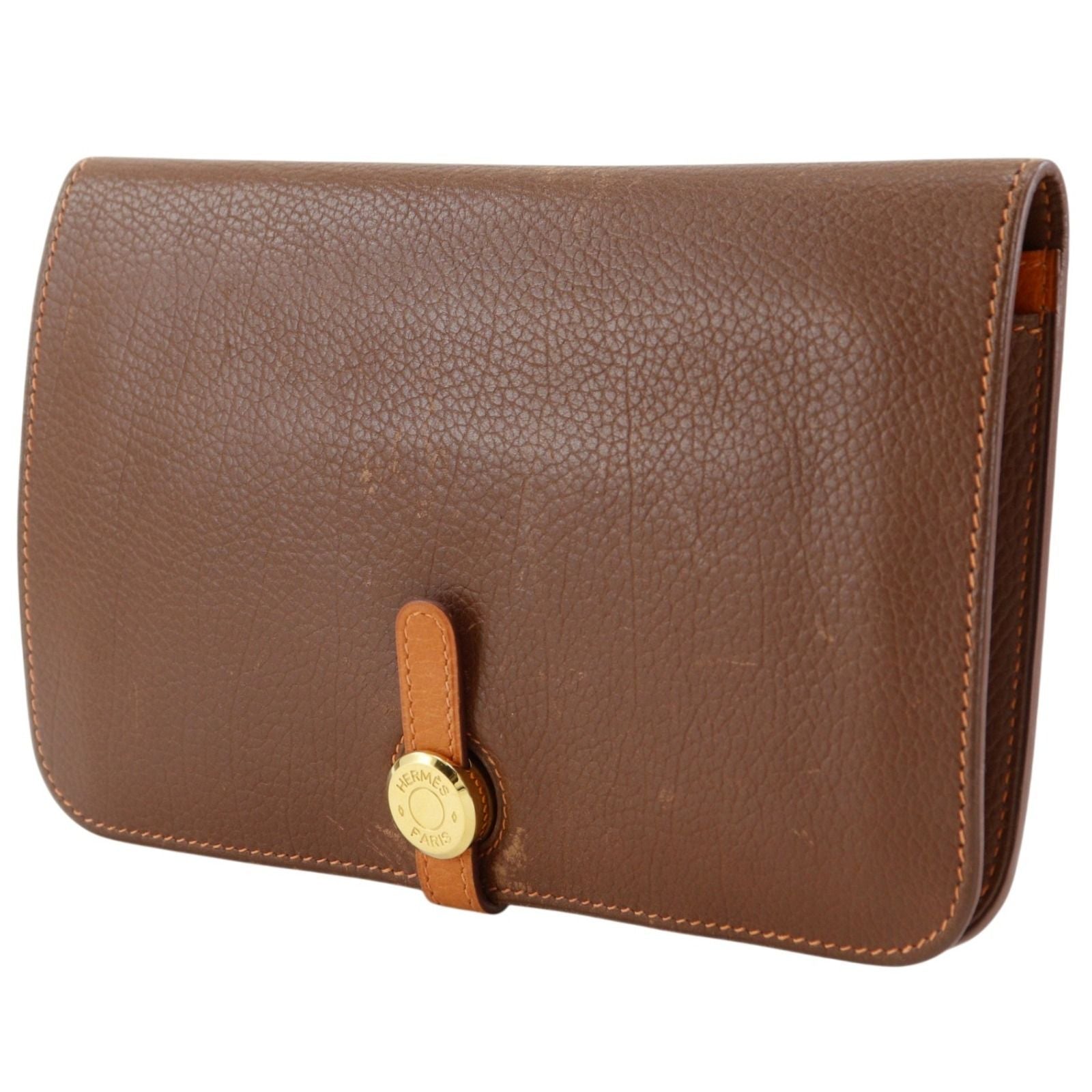 Hermes Dogon GM Bicolor Togo Brown Wallet — view 2