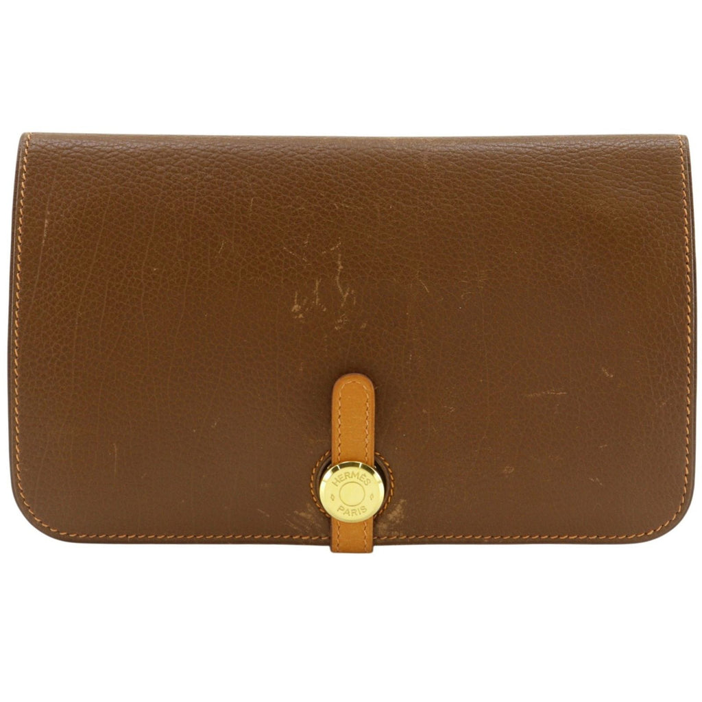 Hermes Dogon GM Bicolor Togo Brown Wallet