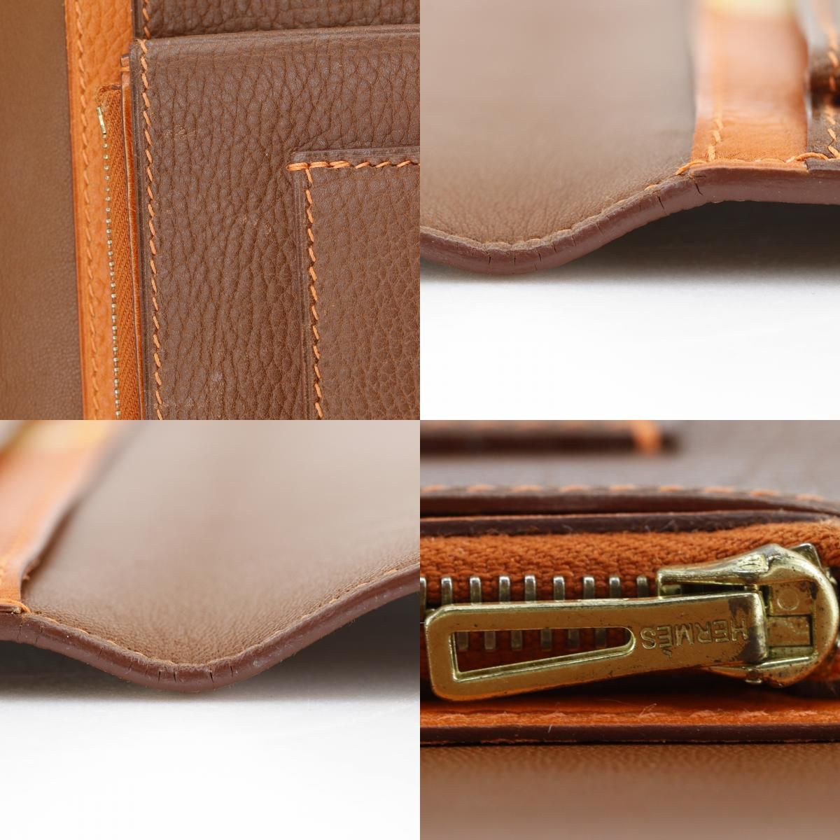 Hermes Dogon GM Bicolor Togo Brown Wallet — view 8