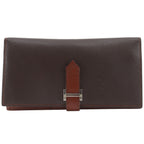 Hermes Bearn Souffle Bicolor Veau Epsom Brown Silver M Wallet