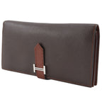 Hermes Bearn Souffle Bicolor Veau Epsom Brown Silver M Wallet — view 2