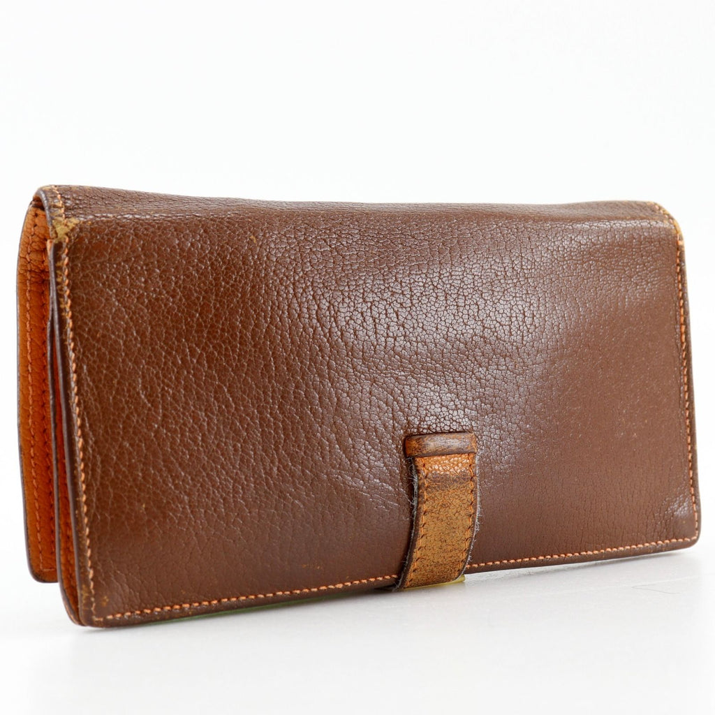 Hermes Bearn Souffle Bicolor Chevre Brown Gold M Wallet — view 3