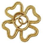 Chanel Clover CC Logo Vintage Gold Plated 28 Brooch
