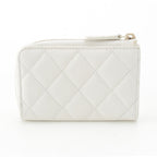 Chanel Caviar Leather CC Logo Champagne Gold Compact Wallet Coin Case White — view 2