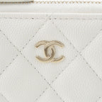 Chanel Caviar Leather CC Logo Champagne Gold Compact Wallet Coin Case White — view 5