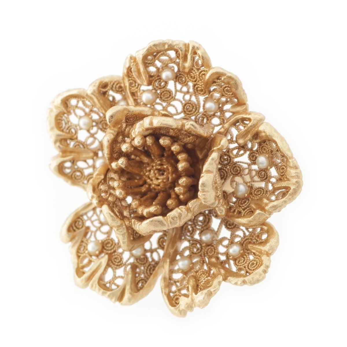 Dior Flower Pearl Ring Gold