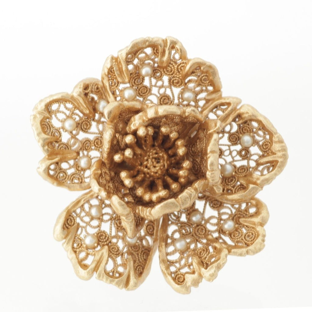 Dior Flower Pearl Ring Gold