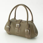 Loewe Senda Leather Logo Belt Handbag Khaki Pink — view 2