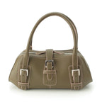 Loewe Senda Leather Logo Belt Handbag Khaki Pink