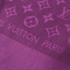 Louis Vuitton Silk Wool Monogram Shine Scarf Shawl Purple — view 3