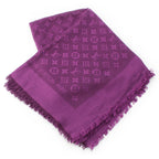 Louis Vuitton Silk Wool Monogram Shine Scarf Shawl Purple