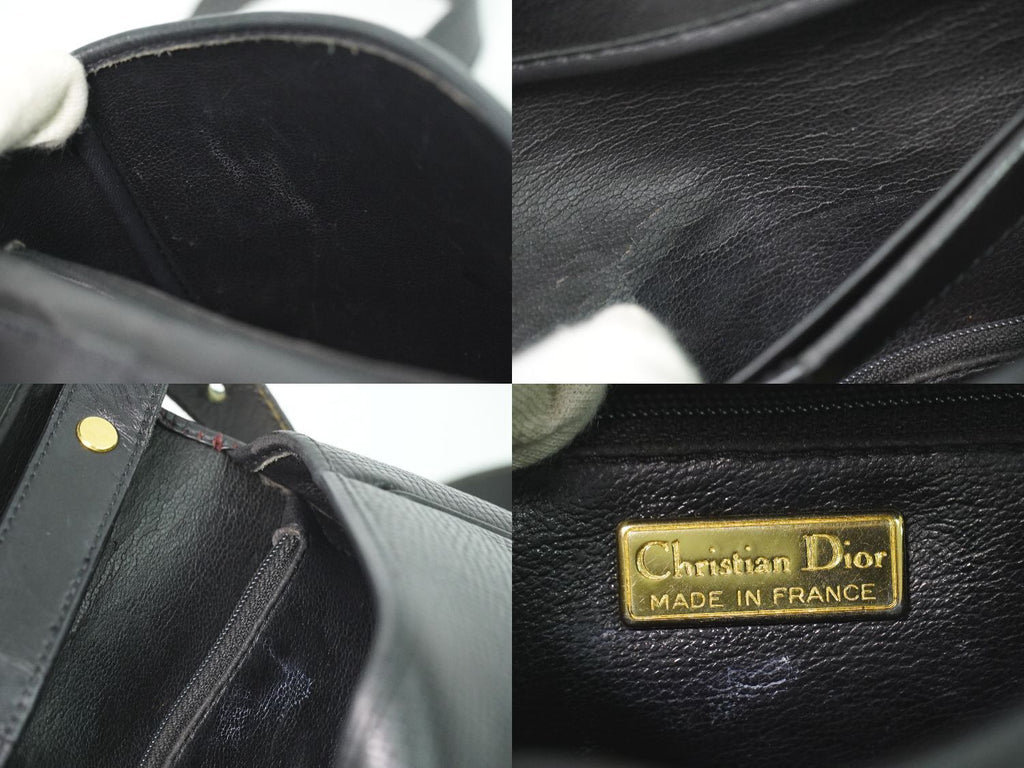 Dior Leather Shoulder Bag Pochette Black — view 9