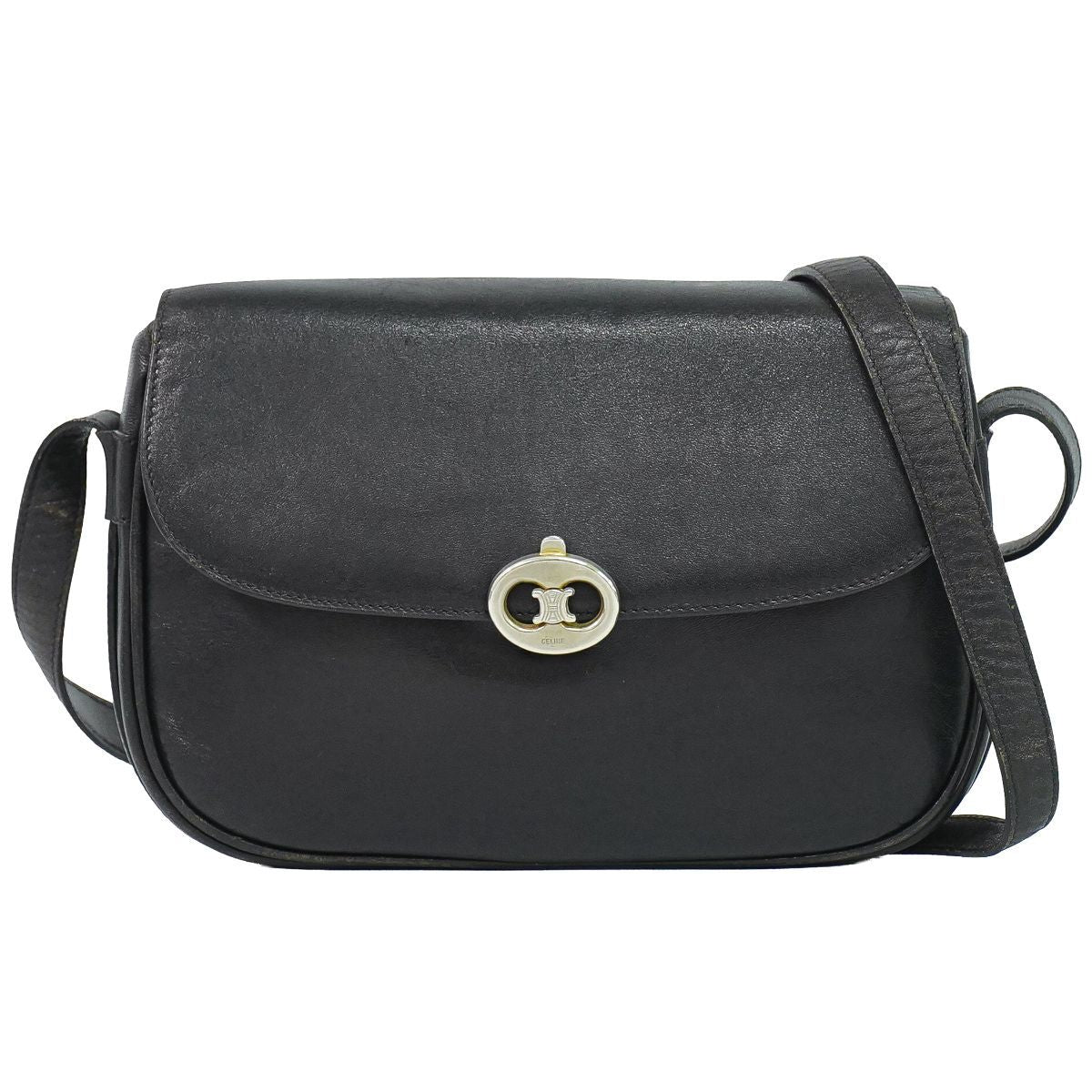 Celine Leather Shoulder Bag Pochette Black