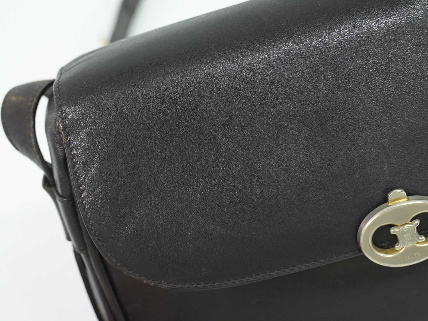 Celine Leather Shoulder Bag Pochette Black — view 7