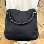 Gucci Handbag Shoulder Nylon Black Bamboo Travel
