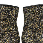 Chanel Boots Short Shoes Glitter Patent Black Gold Silver CC Logo — view 8