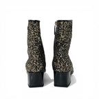 Chanel Boots Short Shoes Glitter Patent Black Gold Silver CC Logo — view 5