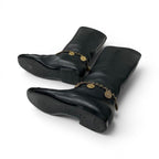 Chanel Boots Long Shoes Leather Black Gold CC Logo Chain Coin Charm — view 6