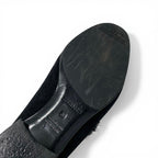 Hermes Paris Loafers Shoes Suede Black Gold Moccasins Flat — view 8