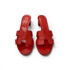 Hermes Oasis Sandals Shoes Leather Red Mules — view 2