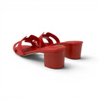 Hermes Oasis Sandals Shoes Leather Red Mules — view 4