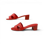 Hermes Oasis Sandals Shoes Leather Red Mules — view 3