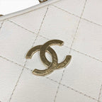 Chanel Shoulder Bag Lambskin White Gold CC Logo Quilted Chain 2-Way — view 9