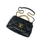 Chanel 19 Shoulder Bag Black Gold Silver Large CC Logo Turnlock Chain — view 5