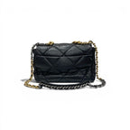 Chanel 19 Shoulder Bag Black Gold Silver Large CC Logo Turnlock Chain — view 3