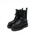 Hermes Land Boots Short Shoes Leather Black Lace Up