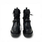 Hermes Land Boots Short Shoes Leather Black Lace Up — view 2
