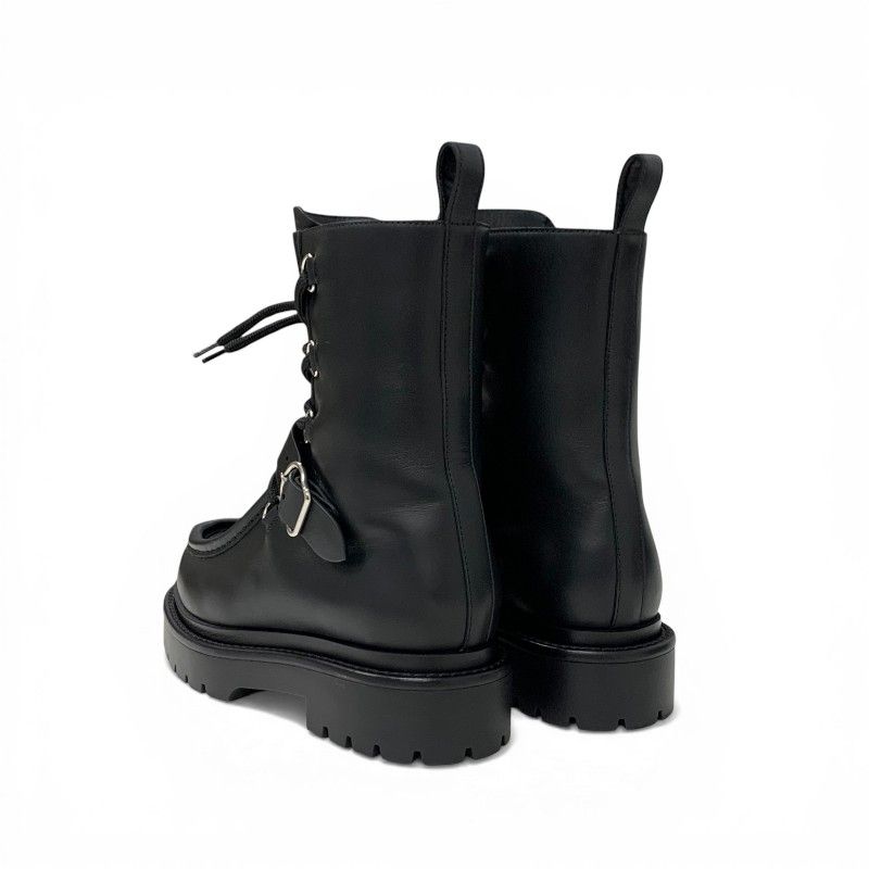 Hermes Land Boots Short Shoes Leather Black Lace Up — view 4