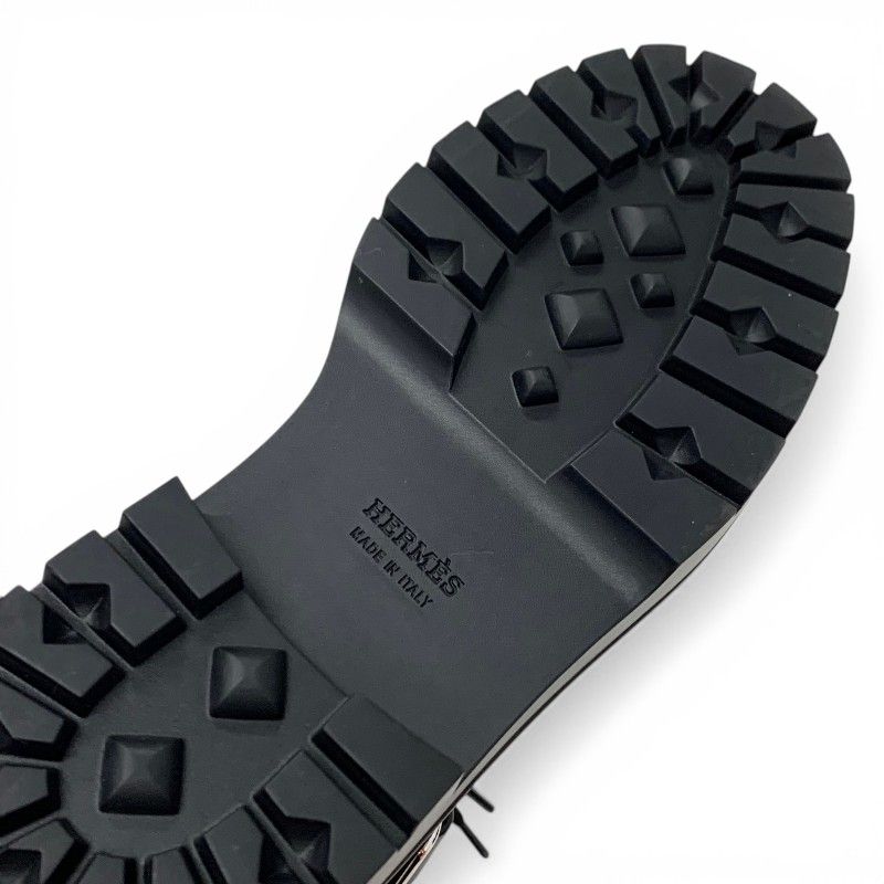 Hermes Land Boots Short Shoes Leather Black Lace Up — view 8