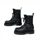 Hermes Land Boots Short Shoes Leather Black Lace Up — view 3