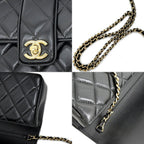 Chanel Che Clutch Shoulder Bag Lambskin Black Gold Leather — view 9