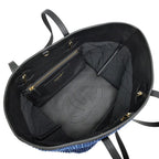 Chanel Small Shopping CC Tote Tweed Blue Black Gold Leather — view 7