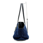 Chanel Small Shopping CC Tote Tweed Blue Black Gold Leather — view 6