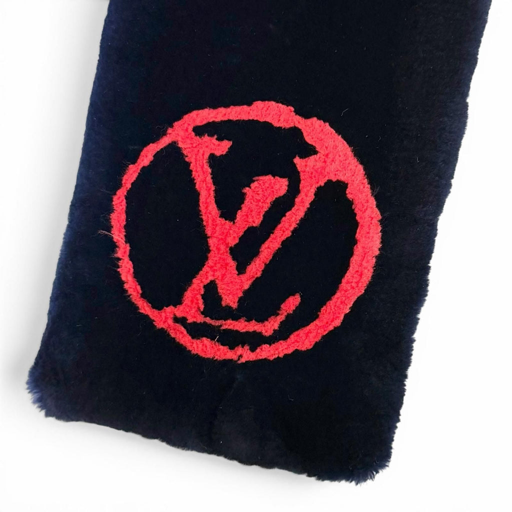 Louis Vuitton Beaver Silk Echarpe Shirred Darling Scarf Navy Red — view 6