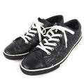 Chanel Caviar Leather CC Logo Quilted Low Cut Sneakers Black White