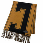 Hermes 04 Cles Dou Cashmere Fringe Scarf Shawl Black Halzan Recommended