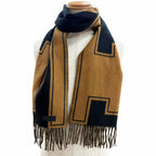 Hermes 04 Cles Dou Cashmere Fringe Scarf Shawl Black Halzan Recommended — view 2
