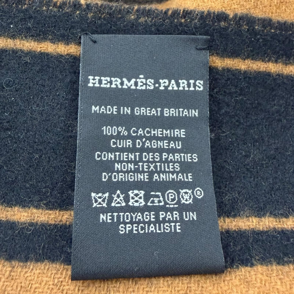 Hermes 04 Cles Dou Cashmere Fringe Scarf Shawl Black Halzan Recommended — view 7