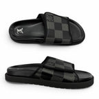 Louis Vuitton Miami Line Mules Leather Damier Giant Slide Sandals Black 9 — view 6