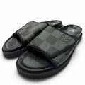 Louis Vuitton Miami Line Mules Leather Damier Giant Slide Sandals Black 9
