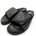 Louis Vuitton Miami Line Mules Leather Monogram Giant Slide Sandals Black 10