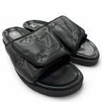 Louis Vuitton Miami Line Mules Leather Monogram Giant Slide Sandals Black 10 — view 2