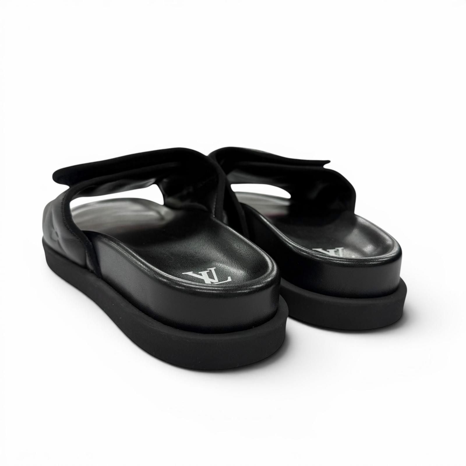 Louis Vuitton Miami Line Mules Leather Monogram Giant Slide Sandals Black 10 — view 3