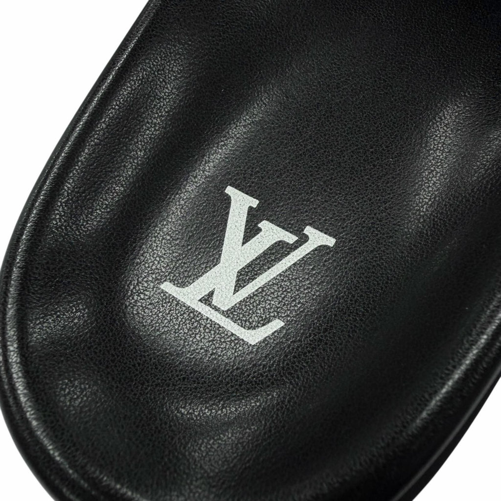 Louis Vuitton Miami Line Mules Leather Monogram Giant Slide Sandals Black 10 — view 7